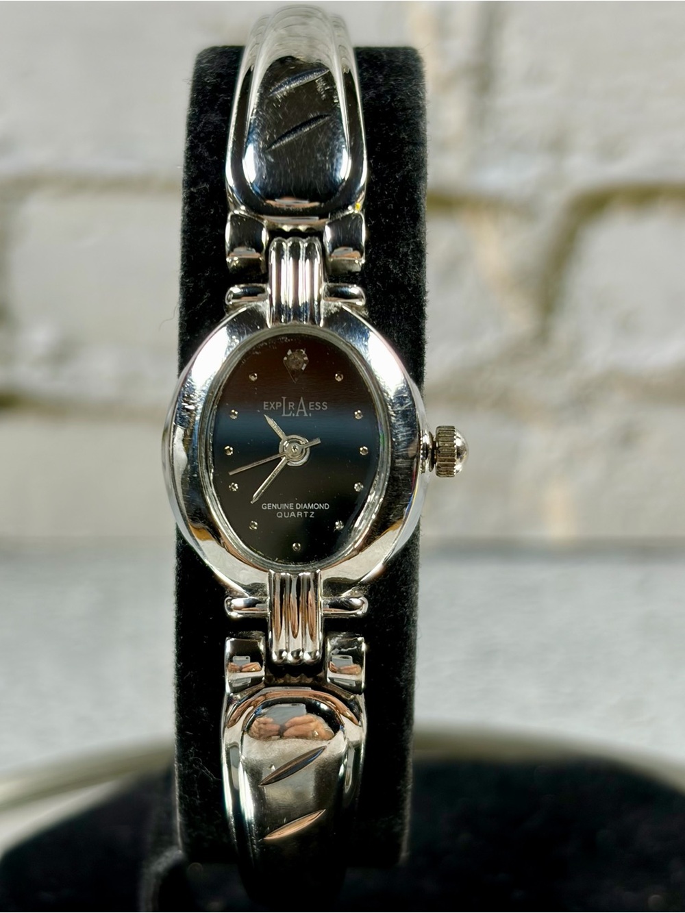 Express L.A. Women’s Genuine Diamond Quartz Watch Black Dial New Battery